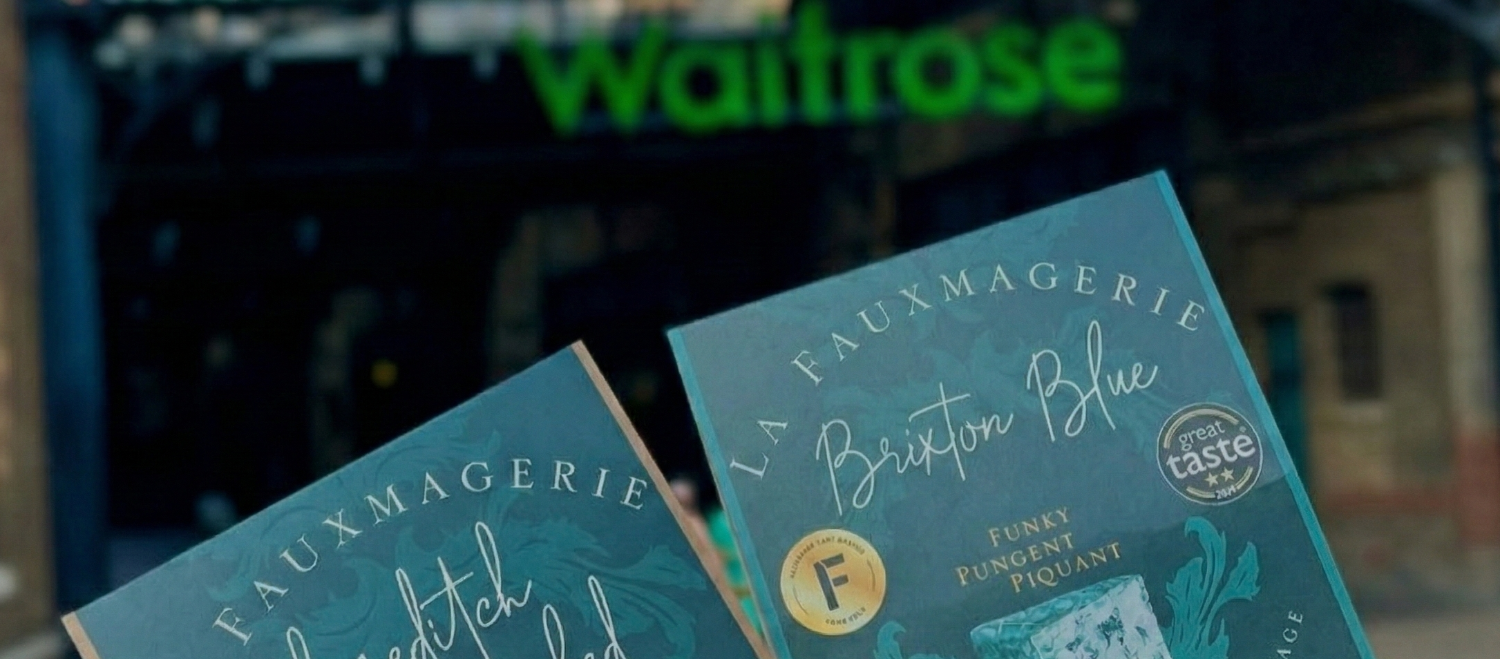 La Fauxmagerie Core Collection outside waitrose